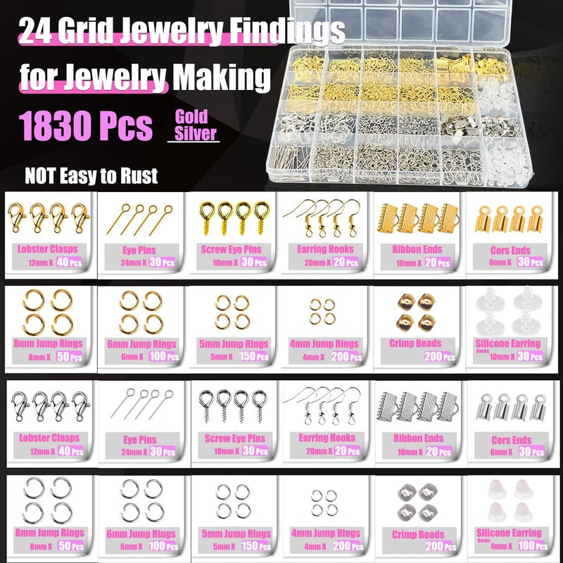 MONVICT Jewelry Making Supplies Kit with Jewelry Making Tools, Findings, Necklace Chain, Jewelry Wires, Adjustable Magnifier, Carry Bag, Meet All The Needs of Jewelry Making, Repair, Beading - Image 3