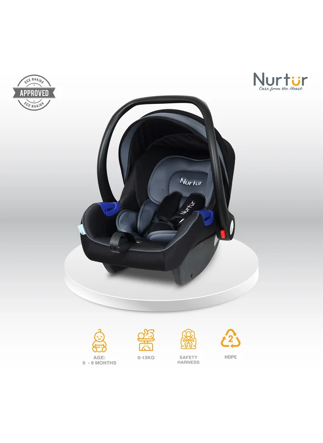 نورتر Nemo Baby Carrier Adjustable Canopy and Handle Extra Protection 3 Point Safety Harness Suitable from 0 months to 12 months Upto 13kg BlackDark Silver Official Product