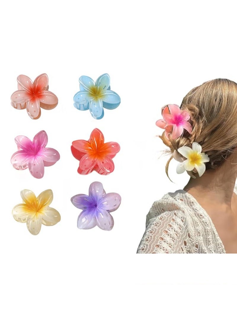 Beautify 6Pack Plumeria Hair Clips Strong Fixed Non-Slip Gripper Hair Accessories For Girls With Thick And Thin Hair - Image 1