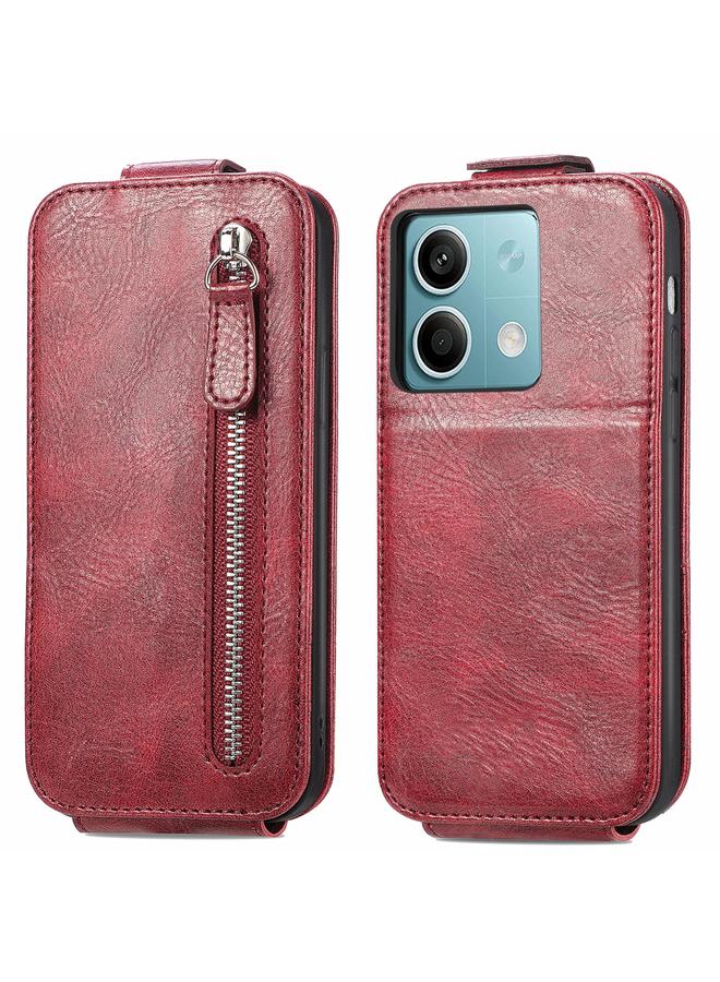 The Bros Case For Xiaomi Redmi Note 13 5G Zipper Wallet Vertical Flip Leather Phone Case