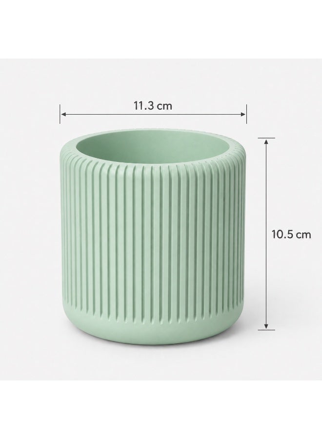 NAYATOPIA Modern Vertically Ribbed Plant Pot for Indoor Plants, Home and Office Décor, mint green, 11.3 x 10.5 cm - Image 3