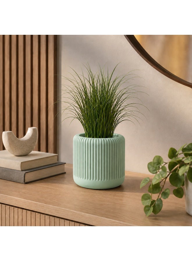NAYATOPIA Modern Vertically Ribbed Plant Pot for Indoor Plants, Home and Office Décor, mint green, 11.3 x 10.5 cm - Image 2