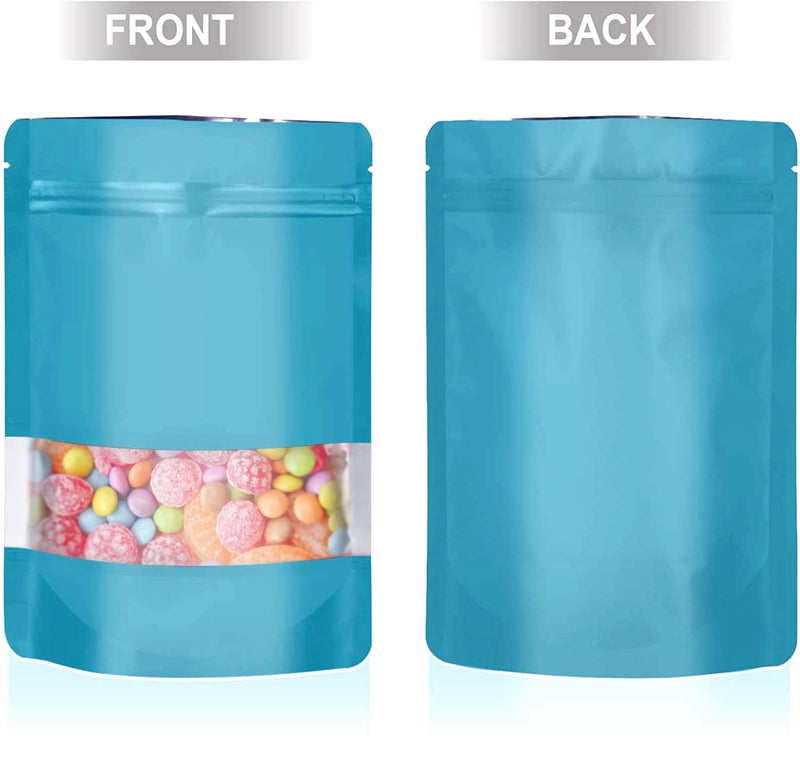 ODDIER 4"x6" 120pcs Mylar Bags for Food Storage,Smell Proof Bag with Matte Window Resealable Food Storage Bags for Small Business, Stand-up Foil Pouch Packaging Freeze Dried Candy Bag(Blue) - Image 4