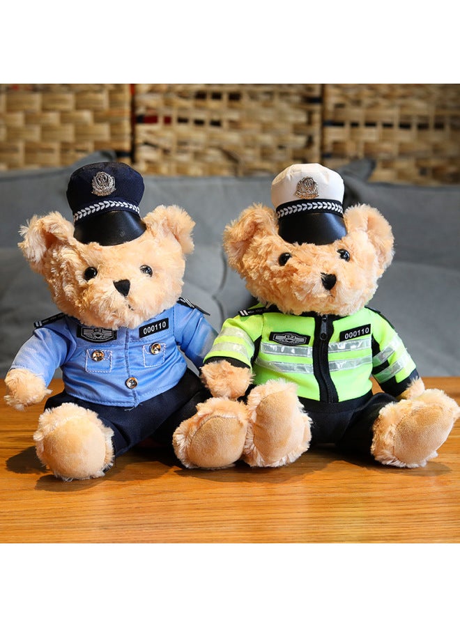 Traffic Police Bear Doll Teddy Bear Plush Toy Doll Special Police Fire Police Bear Police Bear Doll Wholesale-Color:Brown Police Bear ]-Height:25cm - Image 3