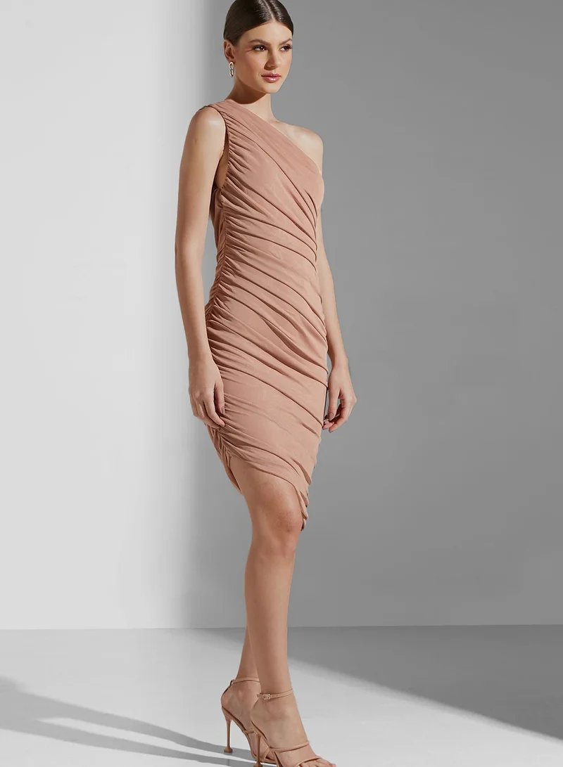 ELLIATT One Shoulder Ruched Detail Dress