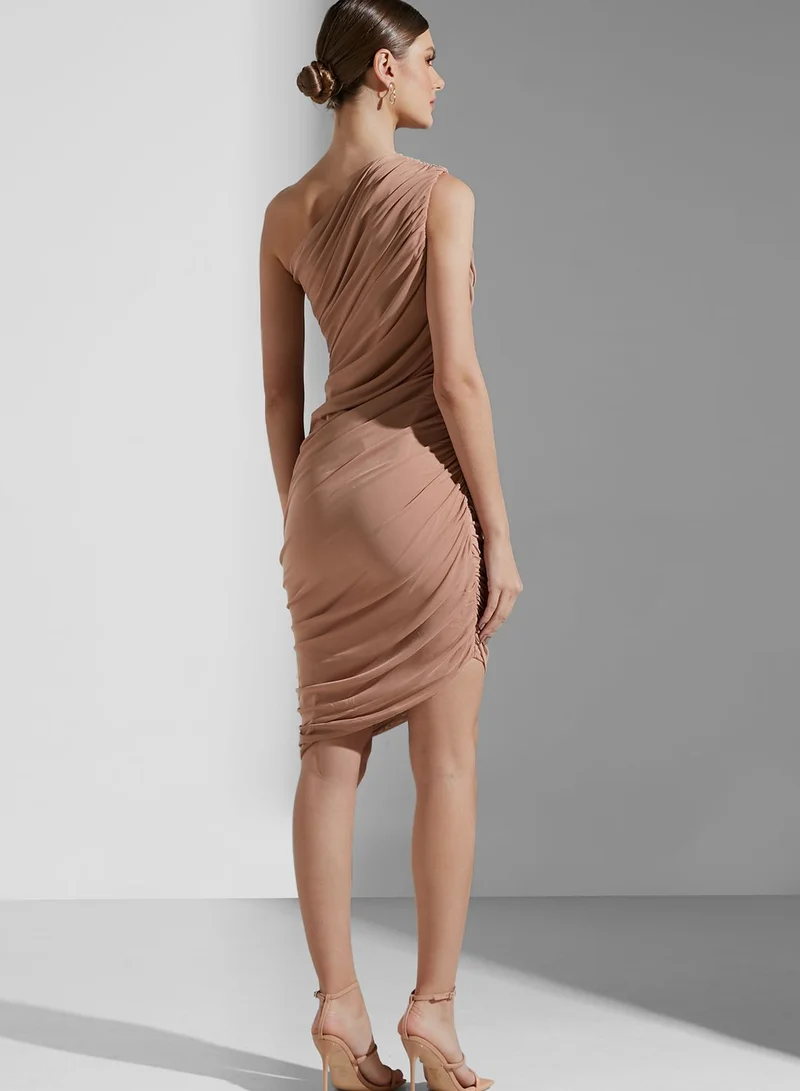 ELLIATT One Shoulder Ruched Detail Dress