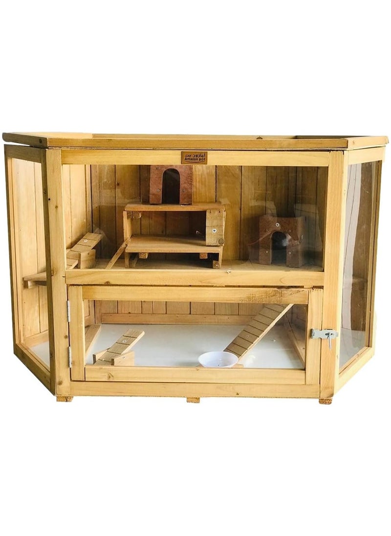 Amazon Pet - Natural Wood Hamster House, Wooden Small Pet House - Image 1
