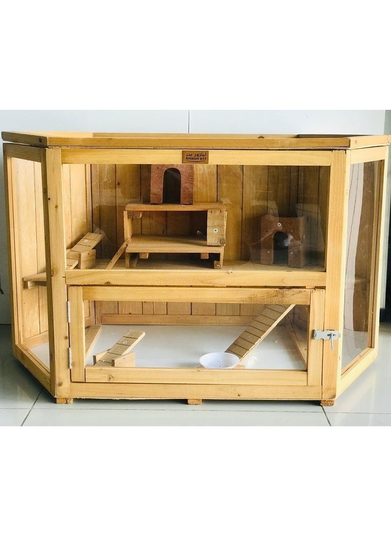 Amazon Pet - Natural Wood Hamster House, Wooden Small Pet House - Image 1