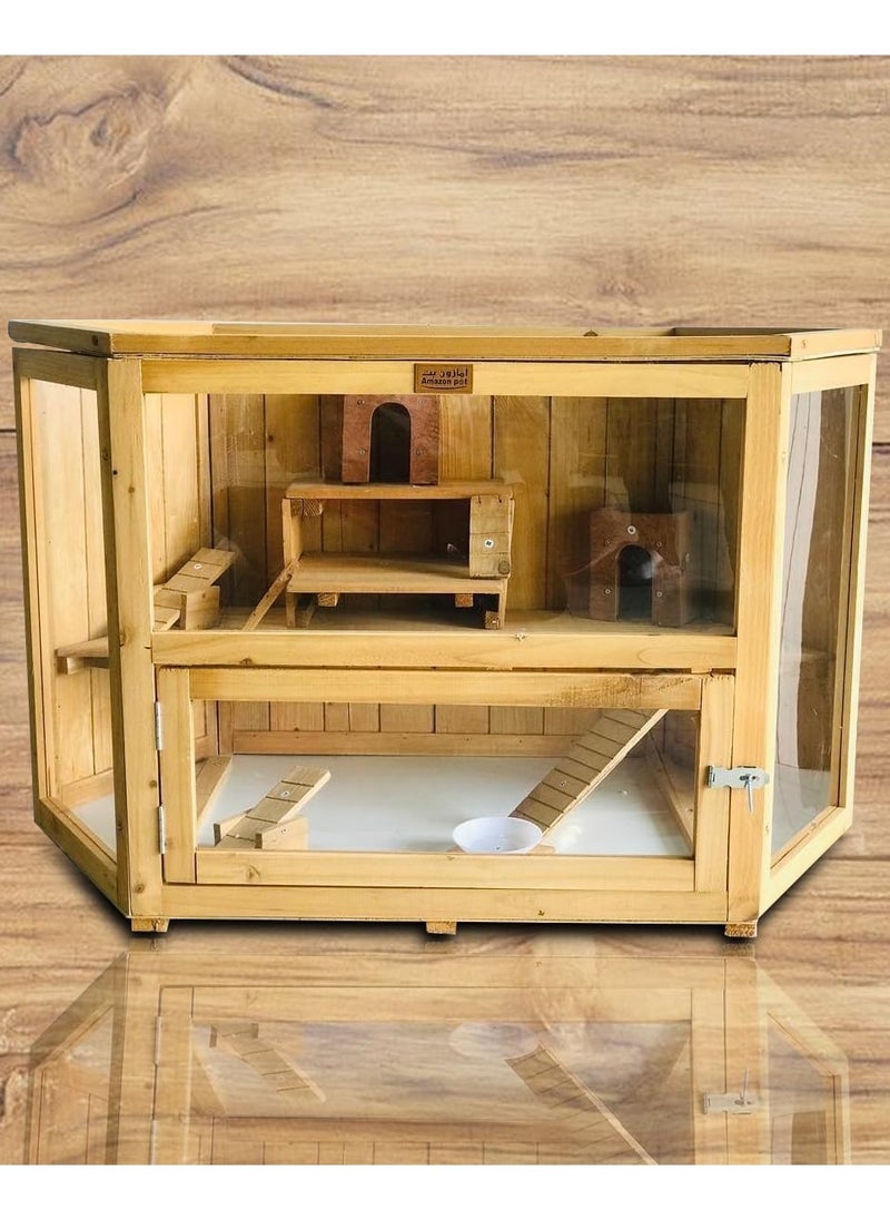 Amazon Pet - Natural Wood Hamster House, Wooden Small Pet House - Image 1