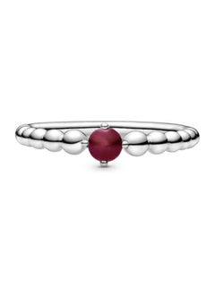 PANDORA January Birthstone Dark Red Beaded Ring  - Image 2