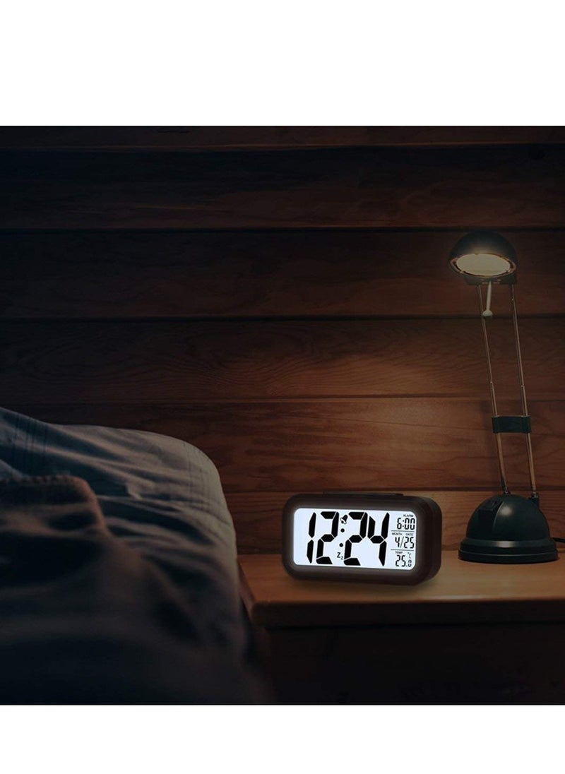 Arabest - Digital Table Alarm Clock - Bedside Smart Desk Timepiece for Heavy Sleepers Students, Loud Study Table Watch with Snooze Button and Temperature (Black) - Image 1