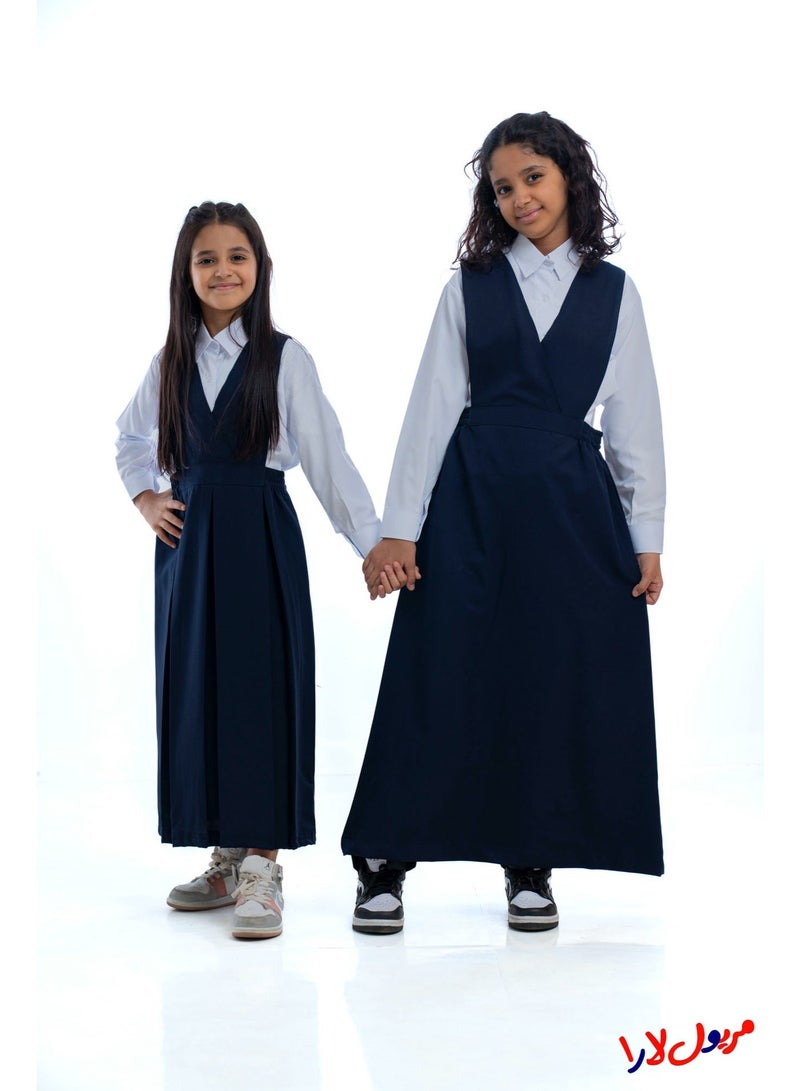 مريول لارا مريول مدرسي بناتي كحلي – زي مدرسي رسمي مناسب للمدارس الأهلية ( قطعة واحدة) - Image 1