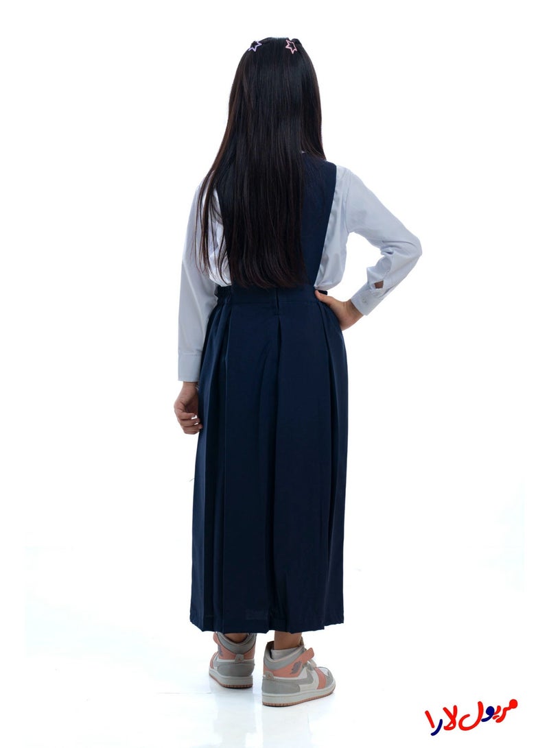 مريول لارا مريول مدرسي بناتي كحلي – زي مدرسي رسمي مناسب للمدارس الأهلية ( قطعة واحدة) - Image 5