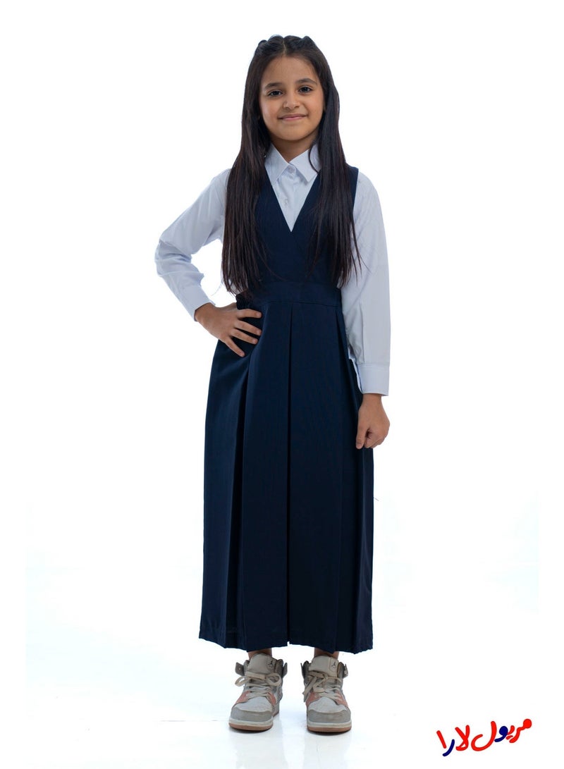 مريول لارا مريول مدرسي بناتي كحلي – زي مدرسي رسمي مناسب للمدارس الأهلية ( قطعة واحدة) - Image 3