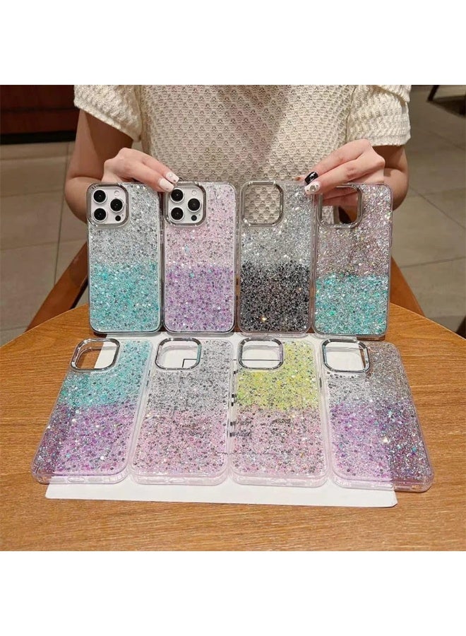 Compatible with Honor 200 Case, Clear Glitter Bling Sparkly, Soft TPU Frame Bumper, Hard-Back Cover for Women & Girls, Transparent Protective Phone Case (White Black) - Image 2