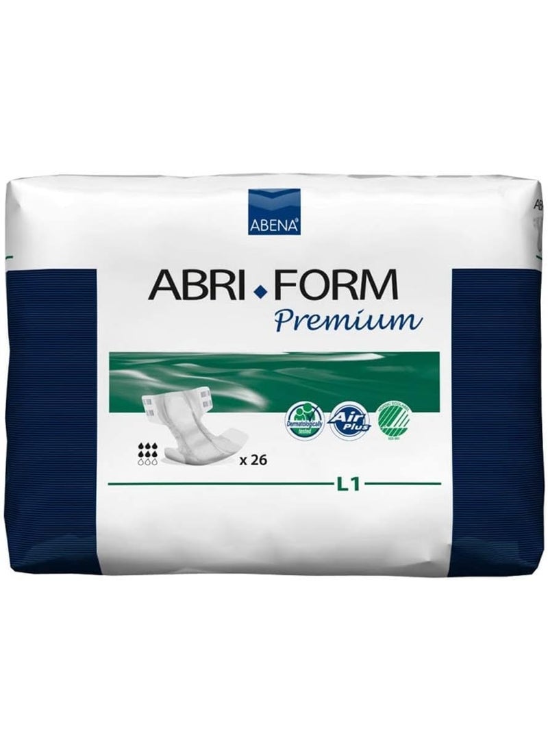 Abena Abri-Form Premium Incontinence Briefs, Level 1, (Medium To Large Sizes) Large, 26 Count