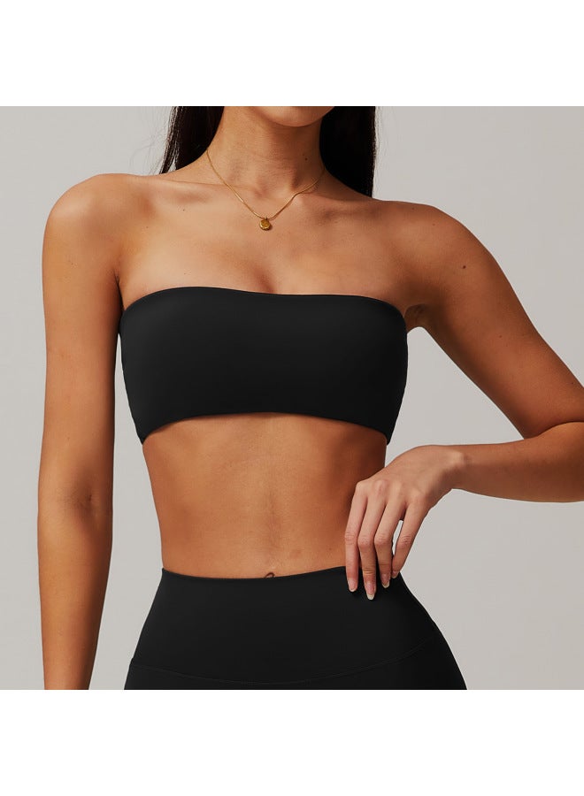 One-piece Naked Sports Underwear Anti-running Light Tube Top Inner Base Fitness Top Tight Yoga 8075