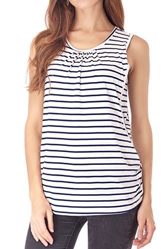 Smallshow Women's Maternity Nursing Tank Tops Breastfeeding Clothes 3-Pack Medium Black-Dark Grey-White Stripe - Image 2