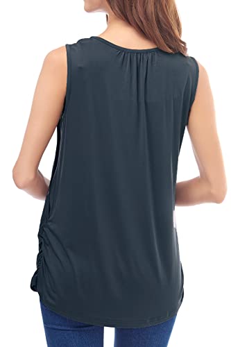 Smallshow Women's Maternity Nursing Tank Tops Breastfeeding Clothes 3-Pack Medium Black-Dark Grey-White Stripe - Image 5