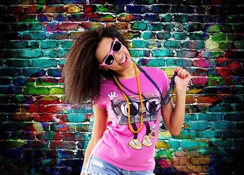 Dudaacvt Graffiti Photography Backdrop, 5x7 ft Colorful Brick Wall Vintage Cement Floor Backdrop for Studio Props Photo Background - Image 5