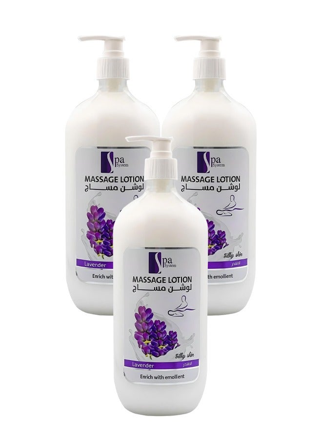 Spa System 3 Pieces Massage Lotion Lavender Enrich With Emolient - Image 1