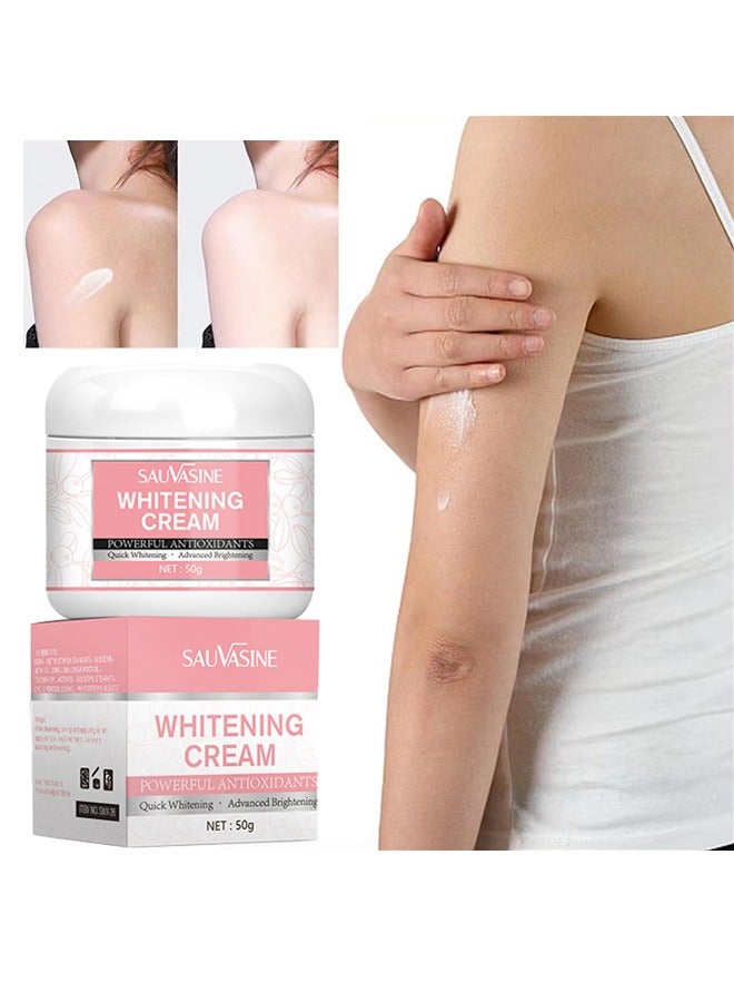 SAUVASINE Whitening  Cream, Advanced Skin Brighten Body Cream Moisturizing Anti Wrinkle And Firming Daily Skin Care Cream Body Quick Whitening Cream Rapid Skin Bleaching Cream-50g - Image 1