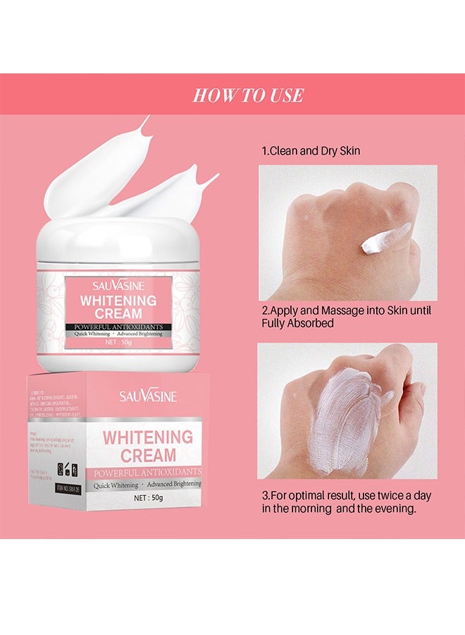 SAUVASINE Whitening  Cream, Advanced Skin Brighten Body Cream Moisturizing Anti Wrinkle And Firming Daily Skin Care Cream Body Quick Whitening Cream Rapid Skin Bleaching Cream-50g - Image 4
