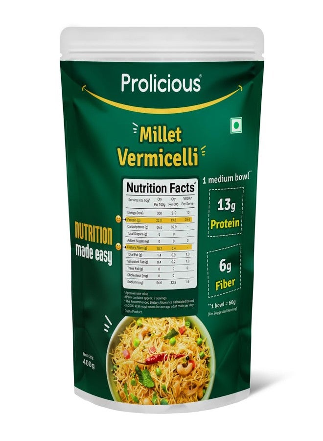 Prolicious Millet Vermicelli | High Protein & High Fiber | Nutritious | Plant Based | No Palm Oil | No Maida | Quick & Healthy Breakfast Option | 400gms pack - Image 1