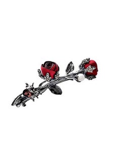 Suoirblss Elegant Rose Bridal Hair Clips Women Hair Accessories Brides Maids Headpiece Rose Flower Style Hair Pin Barrettes Spring Clip (Red)  - Image 1