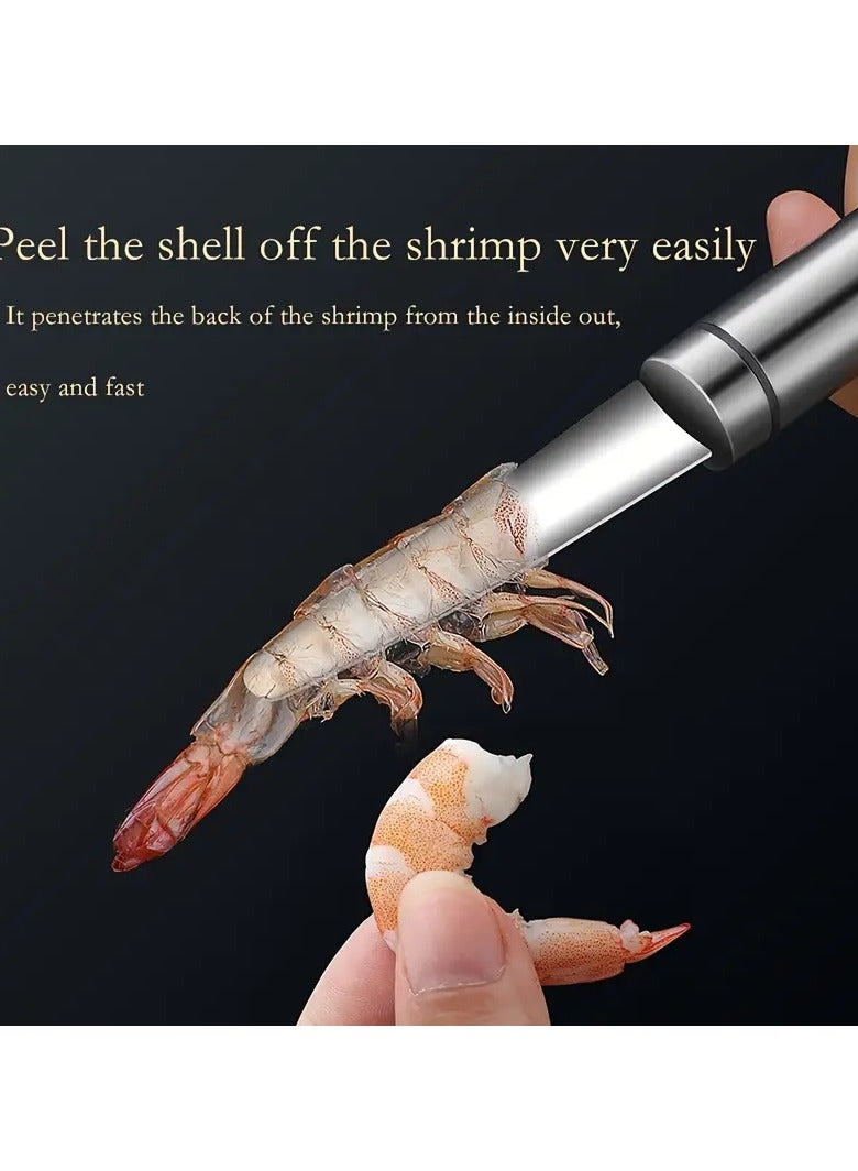 Goolsky 1pc Stainless Steel Shrimp Deveiner Tool, Shrimp Cleaner Peeler, Seafood Shell Cutter Remover, Portable Shrimp Line and Vein Cleaning Tool, Easy Clean Kitchen Gadget for Lobster and Prawn Preparation - Image 4
