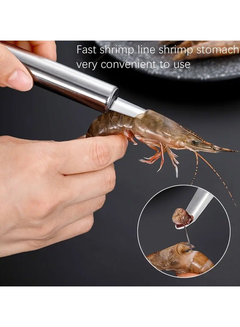 Goolsky 1pc Stainless Steel Shrimp Deveiner Tool, Shrimp Cleaner Peeler, Seafood Shell Cutter Remover, Portable Shrimp Line and Vein Cleaning Tool, Easy Clean Kitchen Gadget for Lobster and Prawn Preparation - Image 5
