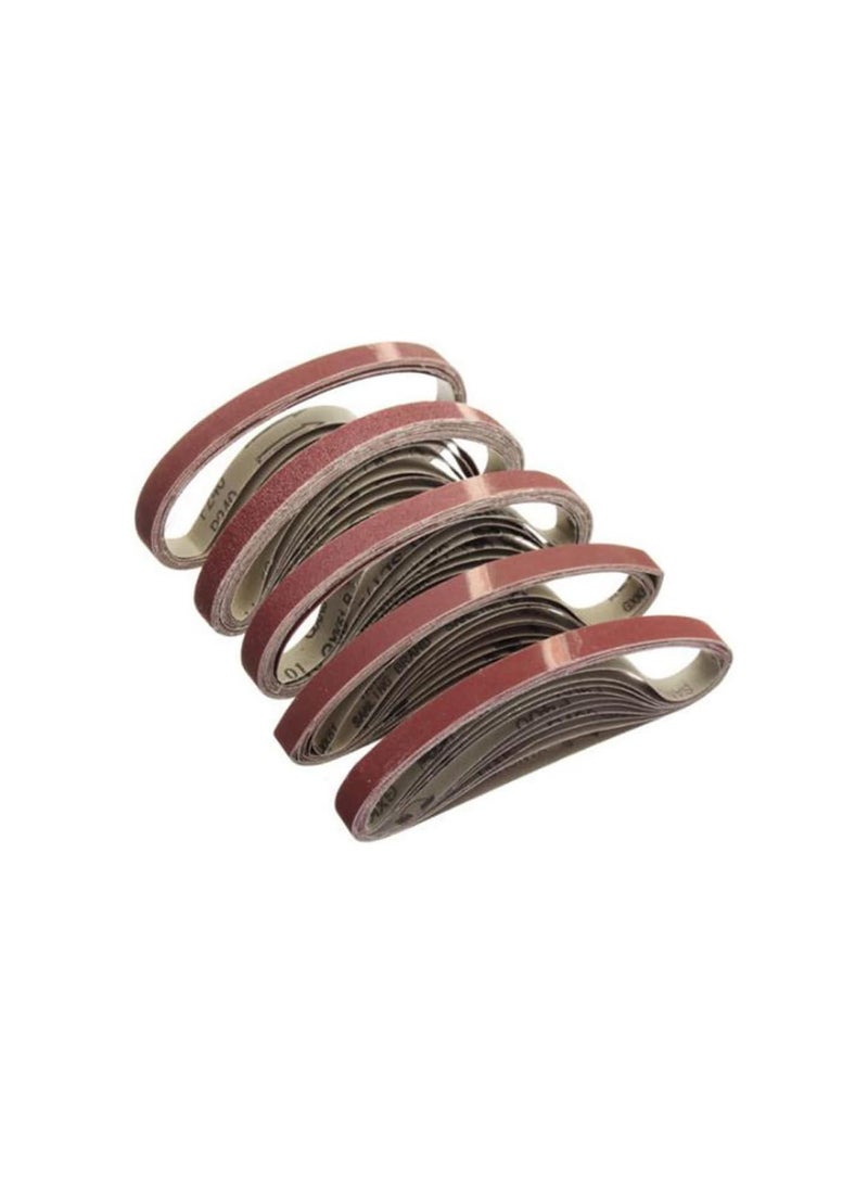 GGOOT 50Pcs Sanding Belts 15x452mm, 60/120/240/400/600 Assorted Grits Aluminum Oxide Abrasive Sanding Belts for Grinding Polishing Derusting  - Image 1