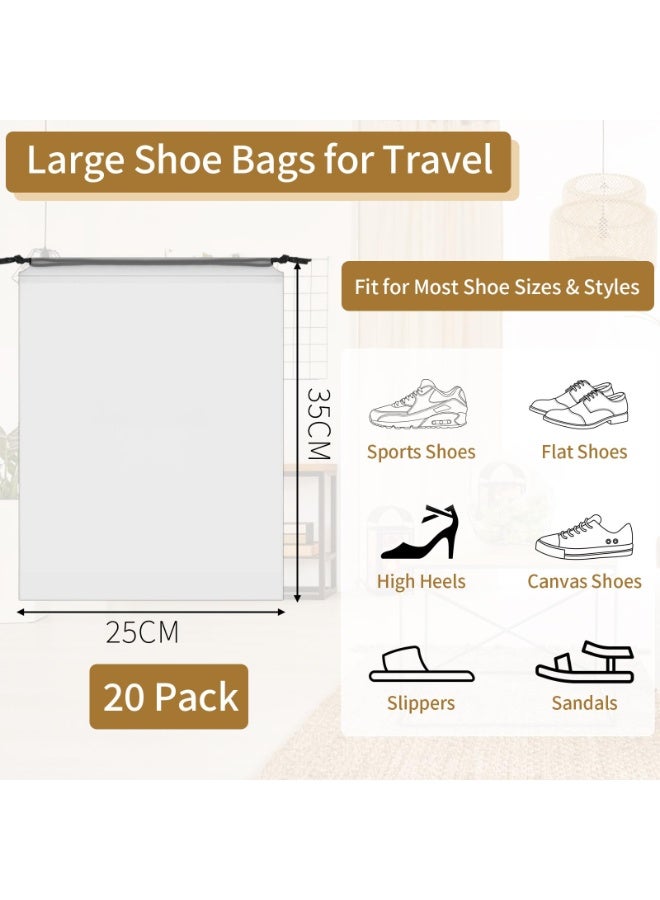 هومستر 20 قطعة حقائب تخزين متعددة الأغراض، حقائب أحذية شفافة للسفر، أكياس مقاومة للماء لمستحضرات التجميل والملابس الداخلية والتنظيم المنزلي، كيس تخزين للرجال والنساء، حمل مناسب، نظيف/أسود، 25*35 سم - Image 2