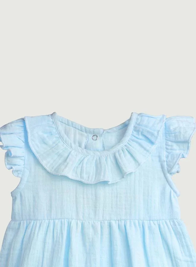Luay Blue Baby Girls Midi/Knee Frocks - Cute & Trendy Summer Dress | 100% Linen Fabric | Perfect Birthday Gift for Women | Best Price UAE