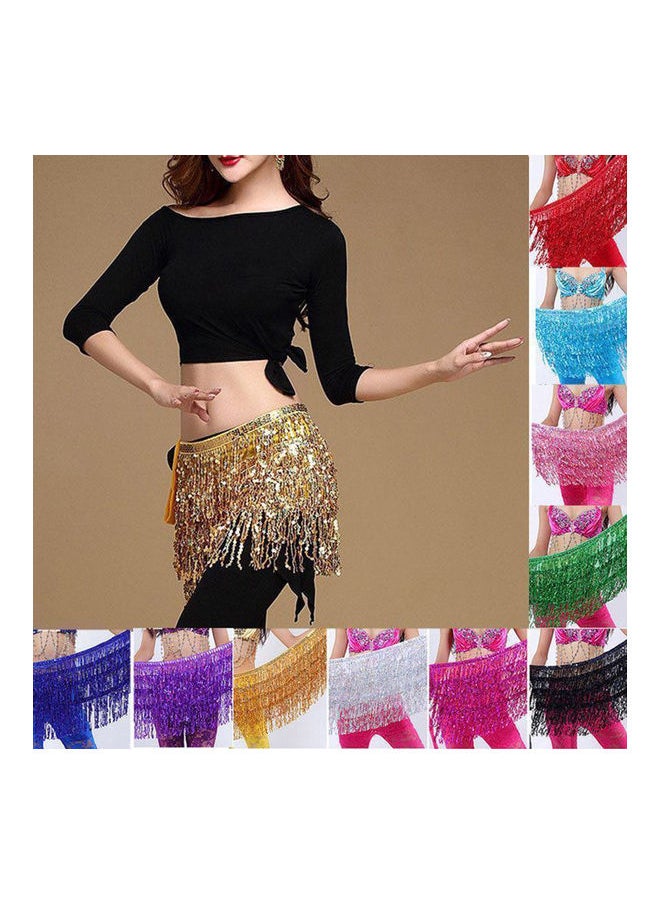 xozgdovg - Belly Dance Dancer Costume Sequins Tassels Fringes Hip Scarf Belt Waist Skirt 20 x 10 x 20cm - Image 1