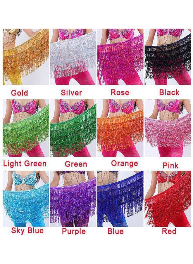 xozgdovg - Belly Dance Dancer Costume Sequins Tassels Fringes Hip Scarf Belt Waist Skirt 20 x 10 x 20cm - Image 1