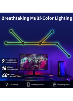 Alruht 6 Wi-Fi RGB Smart Light Lines, Music Sync Home Wall Creative Decor Light Bars with 16M+ Colors & 40+ Scene Modes, Work Dual mode Symphony Wall Light for Gaming Room, Living Room, Bedroom(Black)  - Image 3