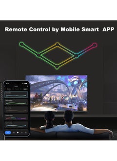 Alruht 6 Wi-Fi RGB Smart Light Lines, Music Sync Home Wall Creative Decor Light Bars with 16M+ Colors & 40+ Scene Modes, Work Dual mode Symphony Wall Light for Gaming Room, Living Room, Bedroom(Black)  - Image 4