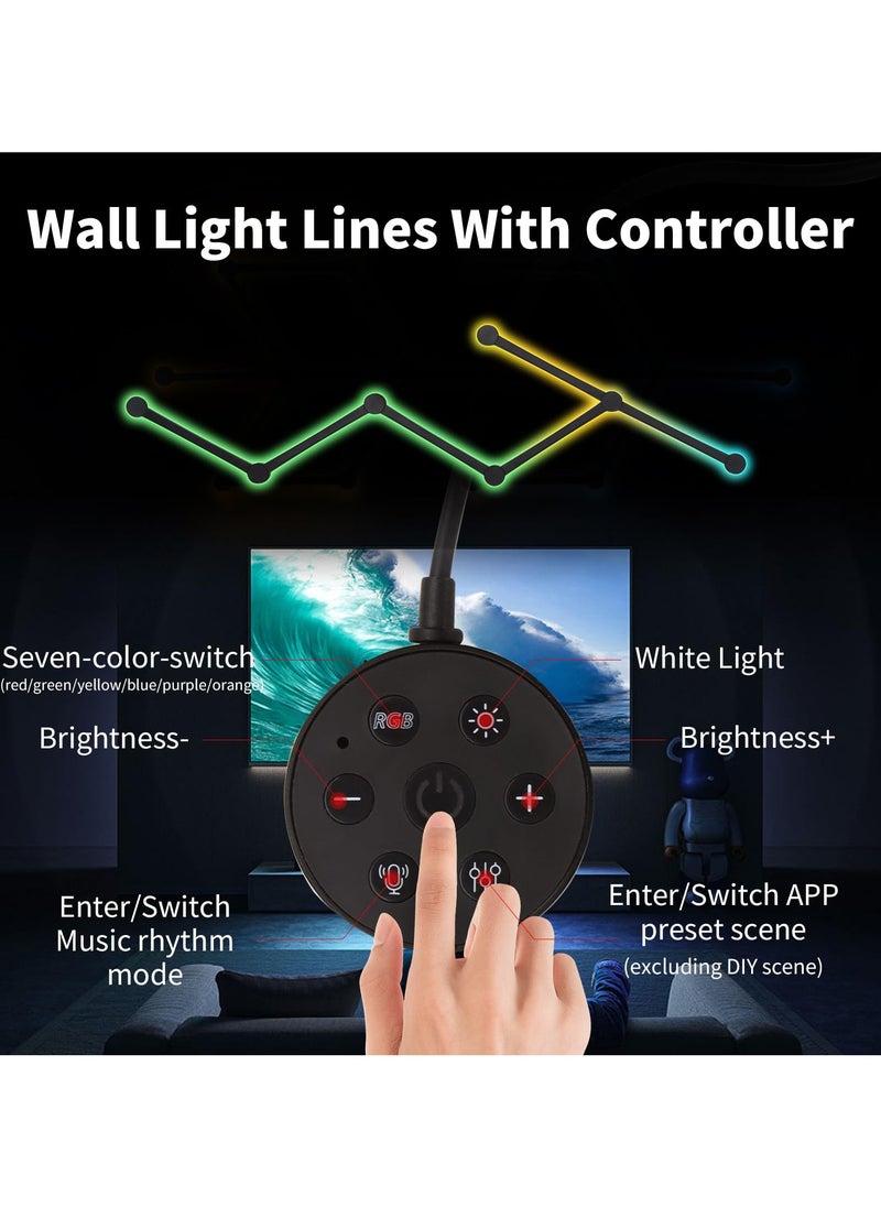 الروهيت 6 خطوط إضاءة ذكية بتقنية Wi-Fi RGB، أشرطة إضاءة ديكورية إبداعية للحائط المنزلي مع أكثر من 16 مليون لون وأكثر من 40 وضعًا للمشهد، إضاءة حائط سيمفونية مزدوجة الوضع لغرفة الألعاب وغرفة المعيشة وغرفة النوم (أسود)  - Image 2