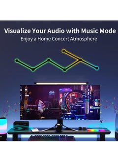 Alruht 6 Wi-Fi RGB Smart Light Lines, Music Sync Home Wall Creative Decor Light Bars with 16M+ Colors & 40+ Scene Modes, Work Dual mode Symphony Wall Light for Gaming Room, Living Room, Bedroom(Black)  - Image 5