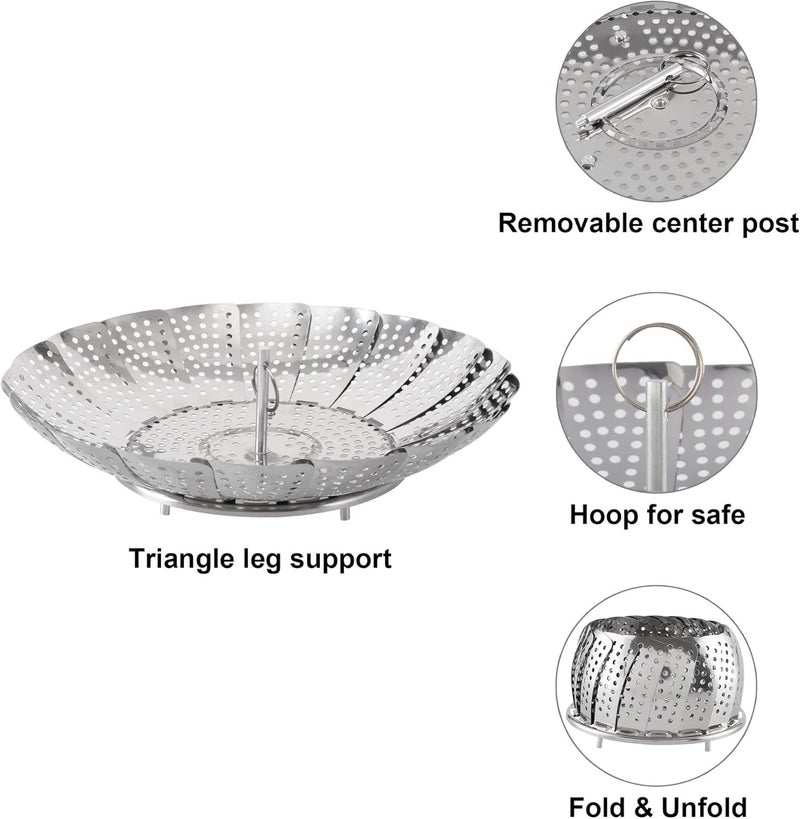 Sendria Sendria Vegetable Steamer Basket 8.5 INCH - Premium Stainless Steel Steamer for Kitchen, Momos Maker Steamer, Folding Expandable Steamer to Fits Various Size, Vegetable Steamer for Cooking - Image 5