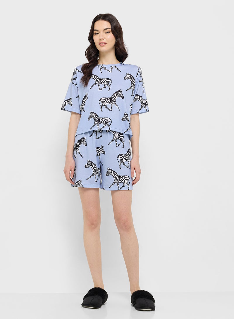 Ginger Cotton Zebra Print T-Shirt & Short Pj Set  - Image 5