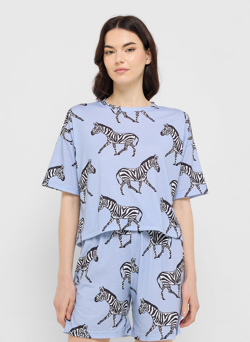 Ginger Cotton Zebra Print T-Shirt & Short Pj Set  - Image 3