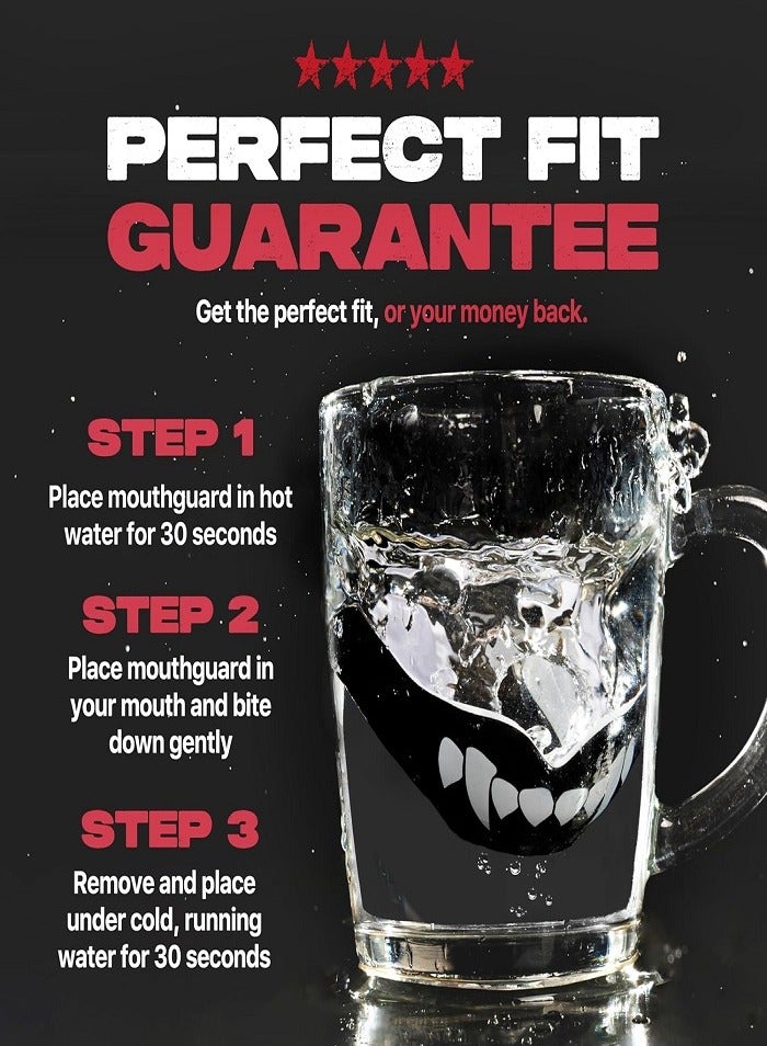 SAFEJAWZ Mouthguard for Braces, Upper & Lower Protection Remoldable Mouth Guard with Case for Boxing, Basketball, Football, MMA, Lacrosse, Hockey and All Contact Sports One Size (Fangz) - Image 4
