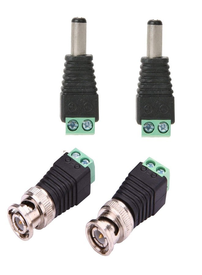 RIVER FOX 2 Set(2 x Male DC + 2 x BNC) 5.5mm x 2.1mm DC Power Connector, BNC Baloon Connector for Led Strip CCTV Security Camera Cable Wire Ends Plug Barrel Adapter - Image 1