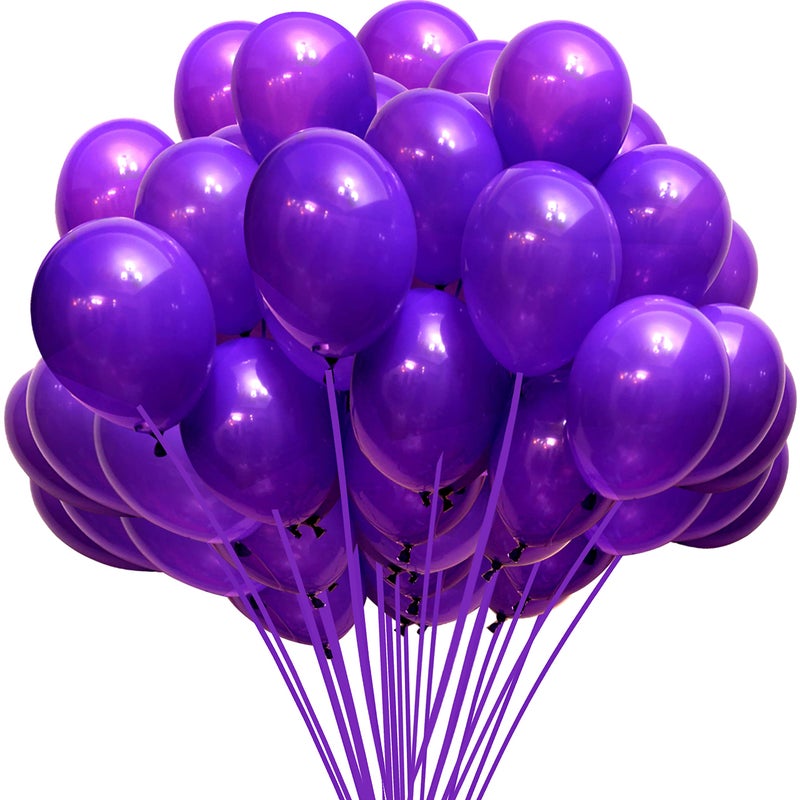 Jonhamwelbor Dark Purple Balloons 12 inch 100 Pack Deep Royal Purple Latex Balloons for Women Girl Birthday Baby Shower Wedding Bachelorette Party Decorations - Image 3