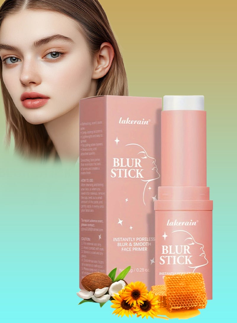 lakerain Blur Stick Instant Pore less Blur and Smooth Face Primer Pore Invisible Cream Balm Stick Pore Minimizer and Reducer Balm for Face Pores Tightening Moisturizing Conceals Pores Cream - Image 1