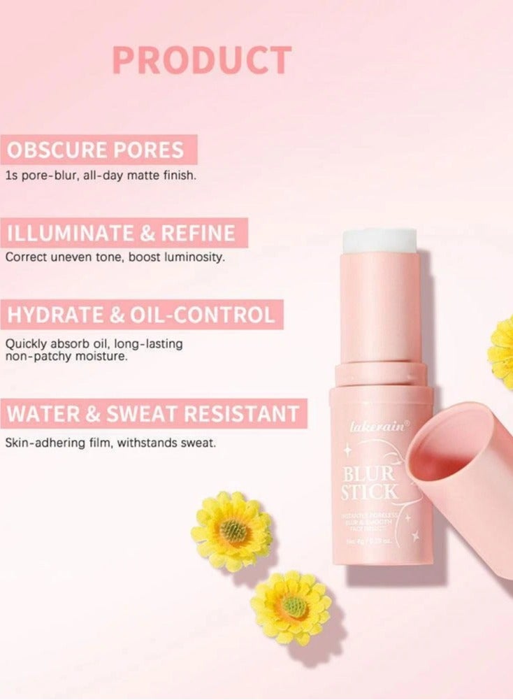 lakerain Blur Stick Instant Pore less Blur and Smooth Face Primer Pore Invisible Cream Balm Stick Pore Minimizer and Reducer Balm for Face Pores Tightening Moisturizing Conceals Pores Cream - Image 4