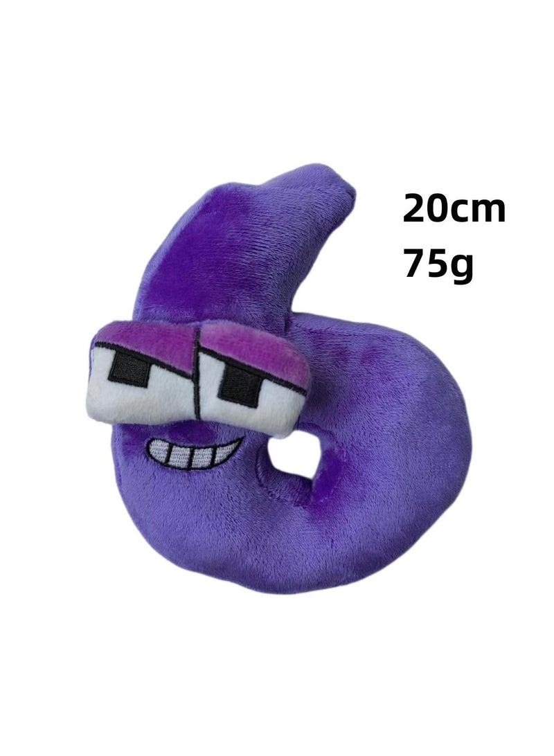 1-Pieces Alphabet Doll Funny Emojis Cotton Number Plush Toy Purple-6 