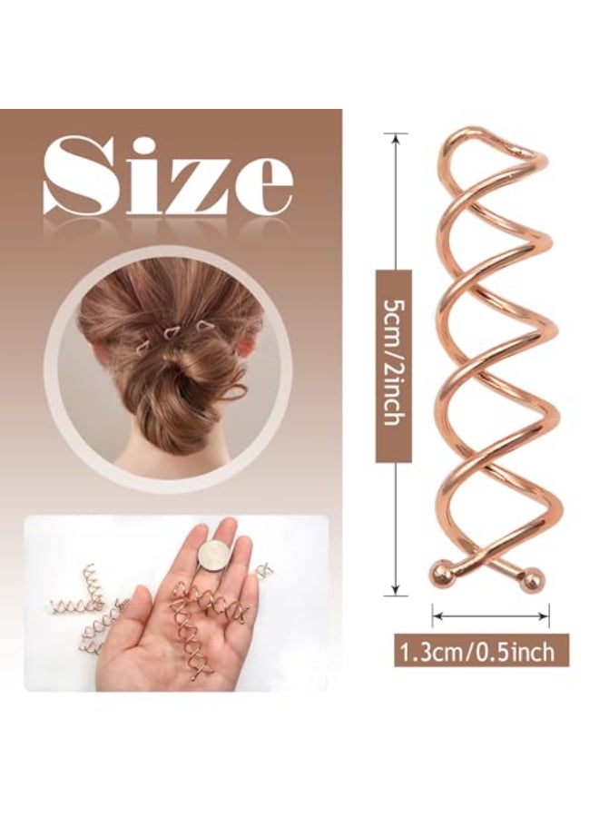 TUUXI 10 pcs Spiral Bobby Hair Pins Rose Gold Hair Screws Hair Twister Alloy Hair Accessories for Women Fast Bun Thick Hair Style - Image 4